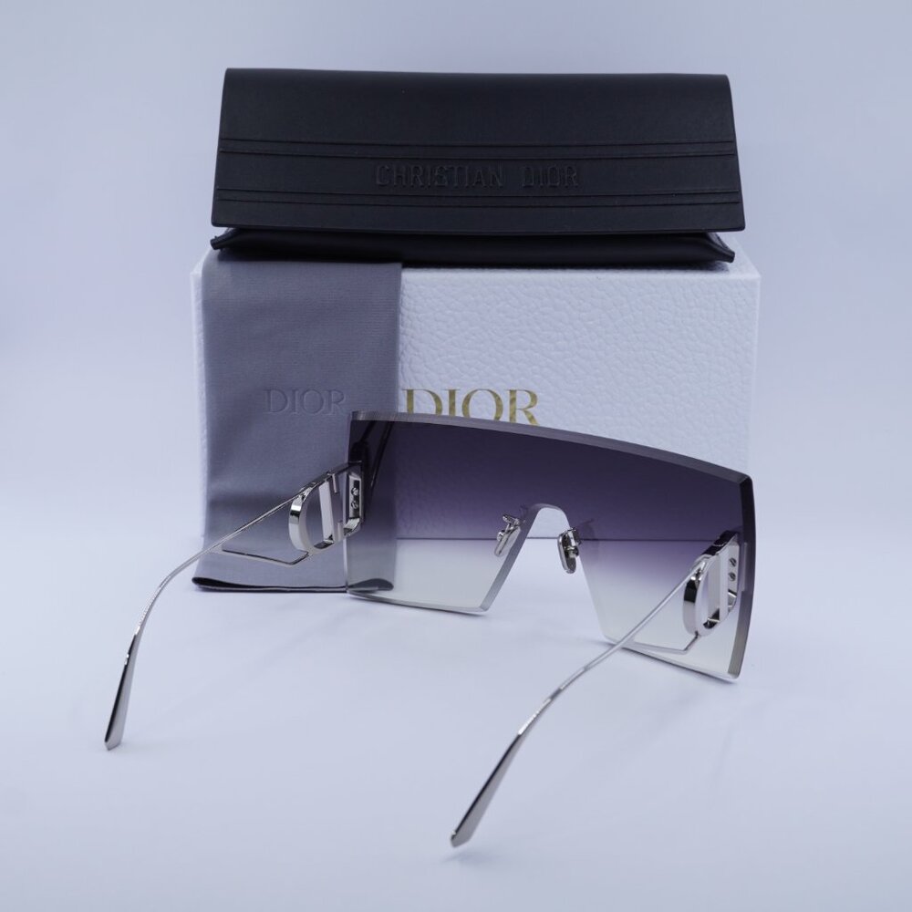 Dior 30MONTAIGNE M1U F0A6 Shield Rimless Sunglasses - Silver / Grey - Picture 12 of 12